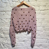 CHARLES JEFFREY LOVERBOY LILAC KNIT BEADED CARDIGAN