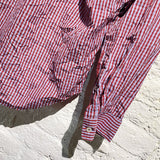 MARTINE ROSE RED/BLUE CHECK CRINKLE SHIRT