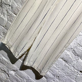 JOSEPH MATTE SILK CREAM/BLUE STRIPE PRINTED TROUSERS