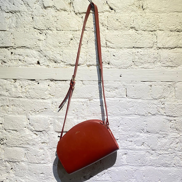 A.P.C. GENEVE RUST LEATHER SHOULDER BAG