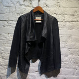 PINKO BLACK LEATHER/COTTON SLEEVE JACKET