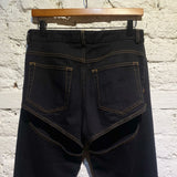 Y/PROJECT BLACK SKINNY HOT PANT SLIT JEANS
