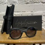 YOHJI YAMAMOTO BLACK ROUND SUNGLASSES