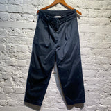 YMC NAVY WIDE  LEG PLEAT FRONT TROUSERS