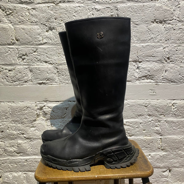 ROMBAUT BLACK LEATHER TRAINER BOOTS
