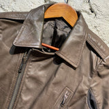 RICK OWENS BROWN LEATHER BIKER JACKET