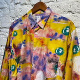 COMME DES GARÇONS SHIRT PINK BLUE YELLOW PAINT PRINT SHIRT