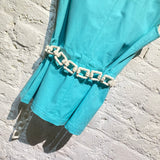 MOSCHINO CHEAP & CHIC TURQUOISE WAISTCOAT WITH WHITE BELT