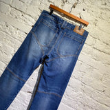 TELFAR BLUE JEANS WITH PANELLED SEAMS