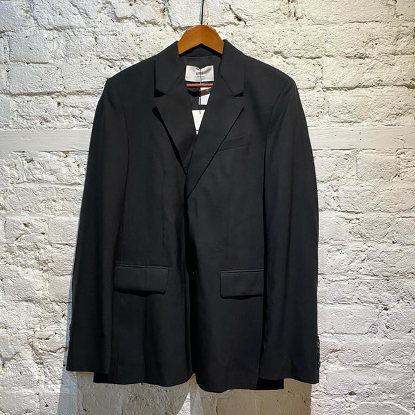 AMI BLACK WOOL GABARDINE BLAZER