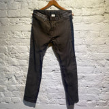 HAIDER ACKERMANN BROWN LEATHER/LINEN TROUSERS