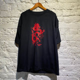 MARTINE ROSE DRAGON PRINT BLACK “DOUBLE” T-SHIRT