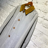MELINDA GLOSS GREY COTTON OVERCOAT SUEDE COLLAR