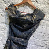 VIVIENNE WESTWOOD ANGLOMANIA BLACK/BROWN LACE PRINT COTTON DRESS