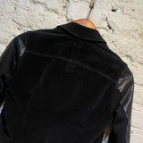 RICK OWENS DRKSHDW BLACK LEATHER/WOVEN CORD JACKET