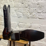 MARTINE ROSE BROWN MOCK-CROC LEATHER COWBOY BOOTS