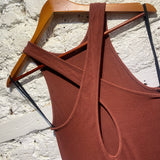 ENYA COSTA RUST JERSEY RIB KEYHOLE/CROSSBACK DRESS