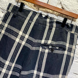 VIVIENNE WESTWOOD NAVY/CREAM CHECK LINEN TROUSERS SS19
