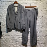 OZWALD BOATENG GREY LINEN/COTTON SUIT