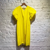RACHEL COMEY YELLOW SILK MIX DRESS WITH METAL TRIM