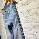 MARTINE ROSE SIDE CUT OUT BLUE WASHED JEANS