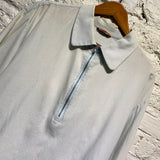 BERENA PALE BLUE QUARTER-ZIP COTTON SHIRT