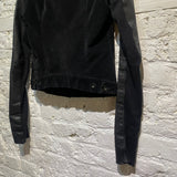 RICK OWENS DRKSHDW BLACK LEATHER/WOVEN CORD JACKET