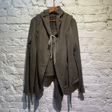 RICK OWENS DRKSHDW TAUPE HOODED CARDIGAN