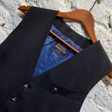 VIVIENNE WESTWOOD MAN NAVY WOOL WAISTCOAT WITH SKULL PIN