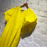 RACHEL COMEY YELLOW SILK MIX DRESS WITH METAL TRIM