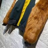 SEA DARK GREEN WOOL/FAUX FUR TRACK JACKET