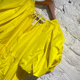 RACHEL COMEY YELLOW SILK MIX DRESS WITH METAL TRIM