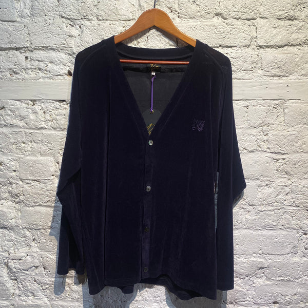 NEEDLES SHEER PURPLE VELVET CARDIGAN