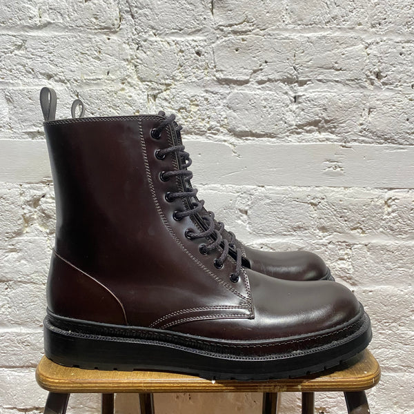 LOUIS VUITTON DARK BROWN LEATHER BOOTS