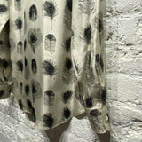 ALEXANDER MCQUEEN BLACK/CREAM SILK PEACOCK FEATHER PRINT SHIRT