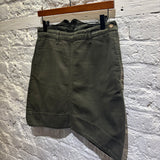 MIU MIU 	DARK OLIVE GREEN COTTON UTILITY MINI SKIRT