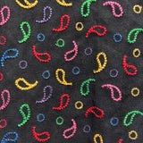 PAUL SMITH 	PS BLACK SCARF MULTI COLOURED STITCHING DETAIL