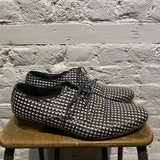 LANVIN BLACK AND WHITE WOVEN SHOES