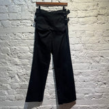 HELMUT LANG BLACK COTTON TROUSERS WITH FLAP FRONT