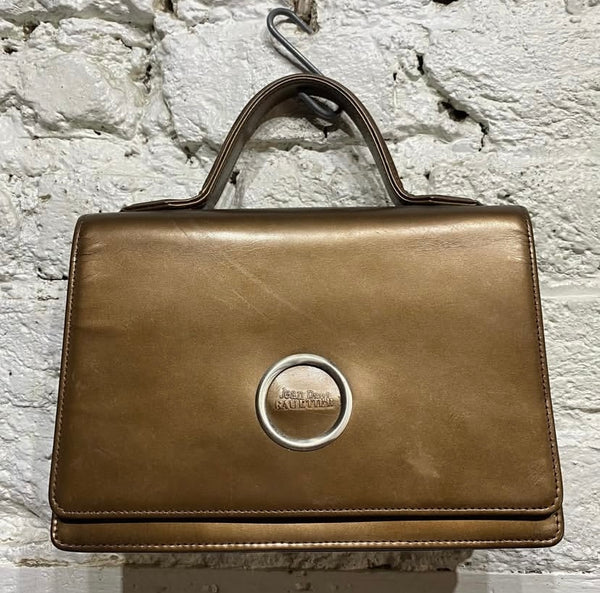 JEAN-PAUL GAULTIER 
VINTAGE BRONZE LEATHER HANDBAG