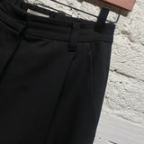 MIU MIU BLACK PLEAT FRONT WIDE LEG TROUSERS