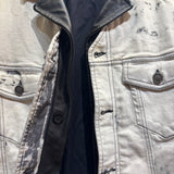 MCQ	PAINTED DENIM / BLACK LEATHER JACKET