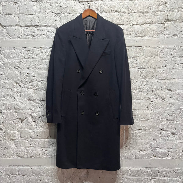 PAUL SMITH 
NAVY WOOL/CASHMERE DOUBLE BREASTED OVERCOAT