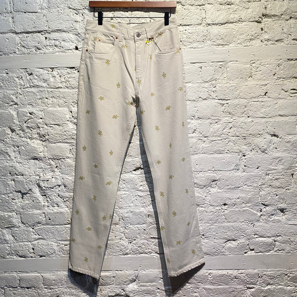 MARTINE ROSE GREY FLORAL PRINTED JEANS