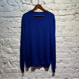 ALEXANDER MCQUEEN BLUE FINE KNIT JUMPER