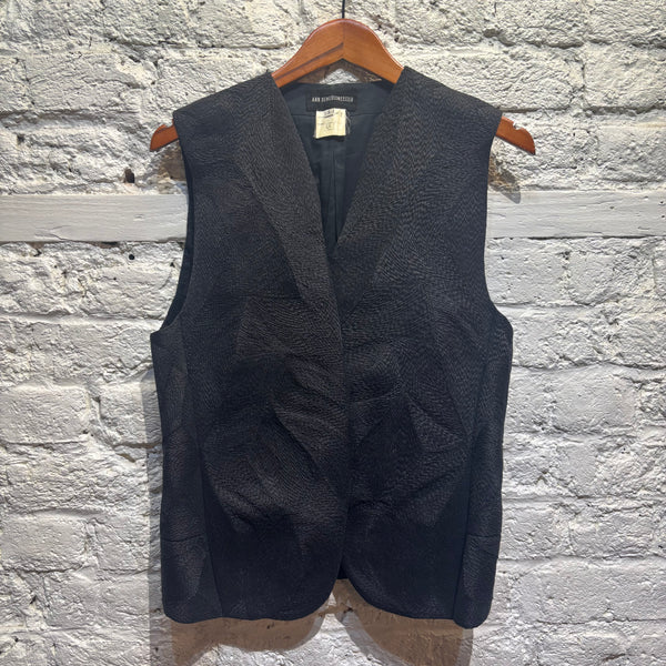 ANN DEMEULEMEESTER BLACK WOVEN WAISTCOAT