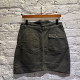 MIU MIU 	DARK OLIVE GREEN COTTON UTILITY MINI SKIRT