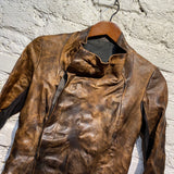 RICK OWENS 
DISTRESSED LEATHER JACKET
