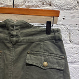 MIU MIU 	DARK OLIVE GREEN COTTON UTILITY MINI SKIRT