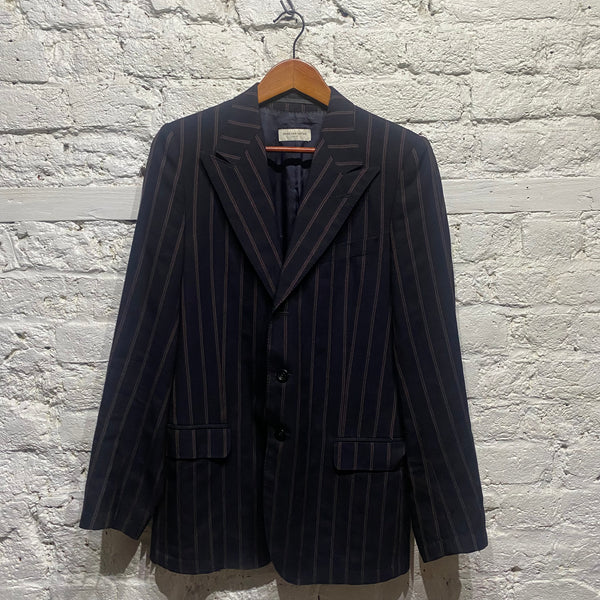 DRIES VAN NOTEN NAVY/DEEP RED STRIPE JACKET